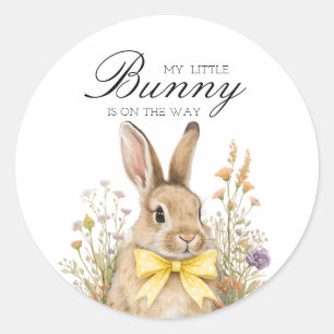 Een schattig klein bloemenkonijn Geel lint babyfee Ronde Sticker
