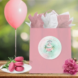 Een schattig klein muisje is op weg meisje Baby sh Ronde Sticker