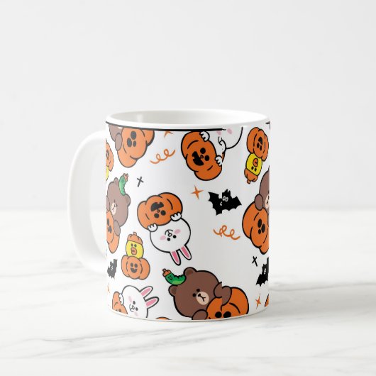 Een schattig konijn en Beer Halloween Koffiemok (Voorkant links)