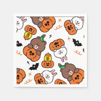 Een schattig konijn en Beer Halloween Servet