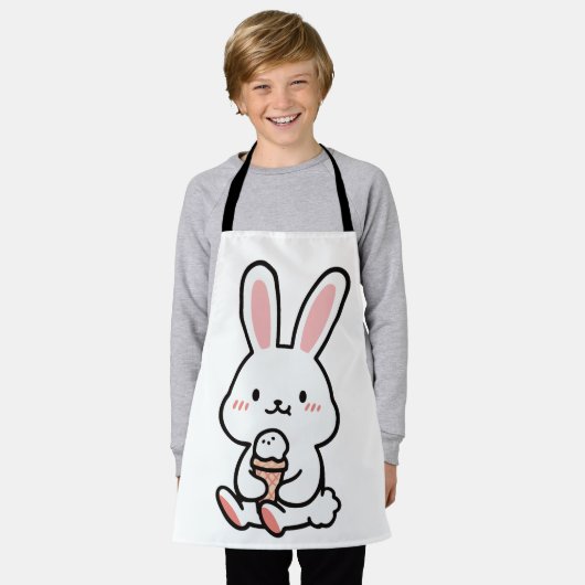 Een schattig konijntje met ijs schort (Gedragen)