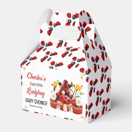 Een schattig lieveheersbeestje is op weg naar het bedankdoosjes (Voorkant Zijde)