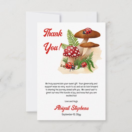 Een schattig lieveheersbeestje is op weg naar het  bedankkaart (Voorkant)