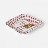 Een schattig lieveheersbeestje is op weg naar het  papieren bordje (Gebogen)