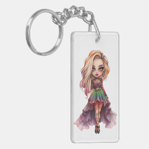 Een Schattig Meisje Halloween Design Collectie 11 Sleutelhanger