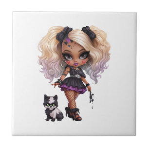 Een Schattig Meisje Halloween Design Collectie 8 Tegeltje
