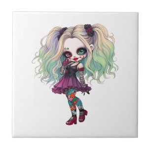 Een Schattig Meisje Halloween Ontwerp Collectie 13 Tegeltje