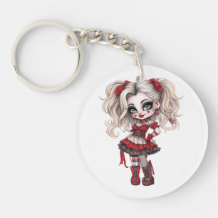 Een Schattig Meisje Halloween Ontwerp Collectie 17 Sleutelhanger