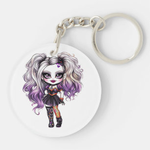 Een Schattig Meisje Halloween Ontwerp Collectie 18 Sleutelhanger