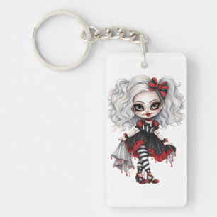 Een Schattig Meisje Halloween Ontwerp Collectie 7 Sleutelhanger