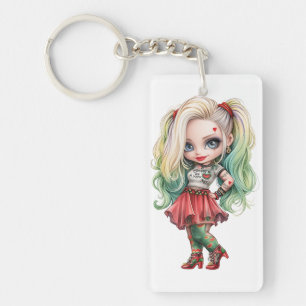 Een Schattig Meisje Halloween Ontwerp Collectie 9 Sleutelhanger