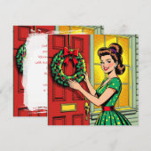 Een schattig mid-century nostalgisch gevoel Kerstm Feestdagenkaart (Voorkant / Achterkant)