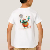 Een schattig monster dat tennis speelt t-shirt (Achterkant)