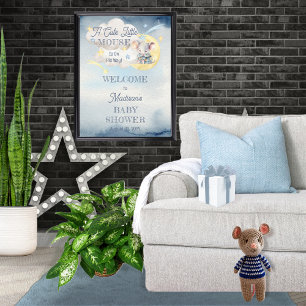 Een schattig muisje is op weg jongen Baby shower Poster