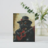 Een Schattig muzikaal zwart Kat Briefkaart (Staand voorkant)