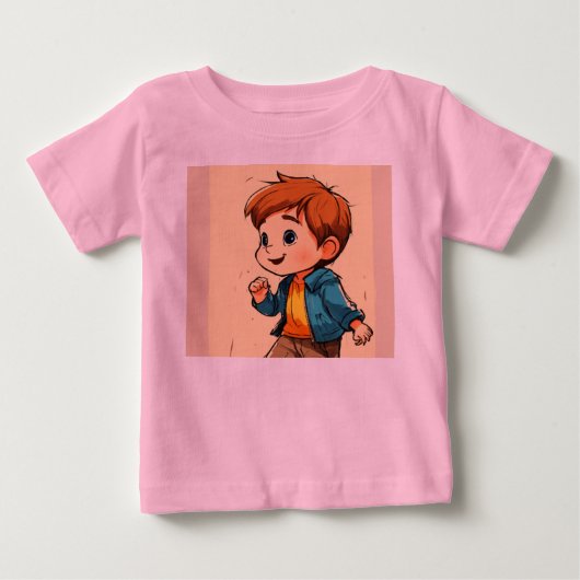 Een schattig onschuldig jongetje in tshirt voor ba (Voorkant)