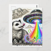 Een schattig opossum en een ufo briefkaart (Voorkant / Achterkant)