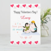 Een schattig paar pinguïns op de dag van de Valent Feestdagenkaart (Staand voorkant)