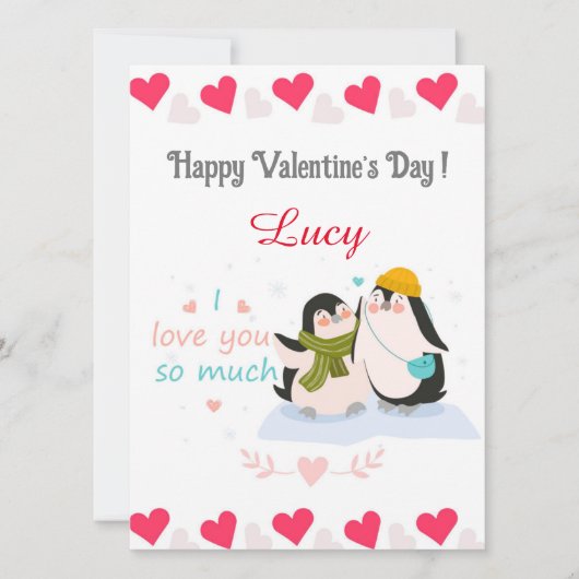 Een schattig paar pinguïns op de dag van de Valent Feestdagenkaart (Voorkant)