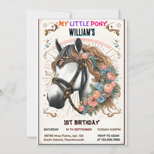 Een schattig paard mijn kleine pony eerste 1e verj kaart (Voorkant)