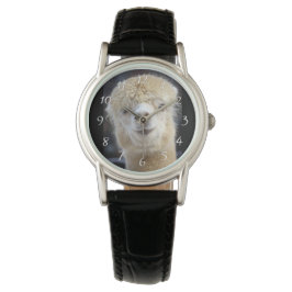 Een schattig pluizig gezicht van een alpaca       horloge