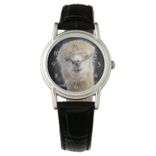 Een schattig pluizig gezicht van een alpaca horloge
