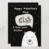 Een schattig Polar beer die Valentijn en kus wenst Feestdagenkaart (Voorkant / Achterkant)