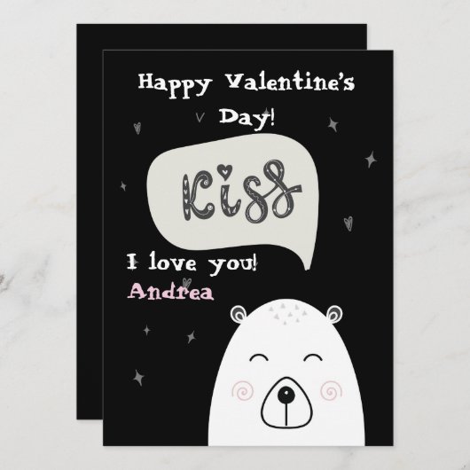 Een schattig Polar beer die Valentijn en kus wenst Feestdagenkaart (Voorkant / Achterkant)