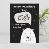 Een schattig Polar beer die Valentijn en kus wenst Feestdagenkaart (Staand voorkant)