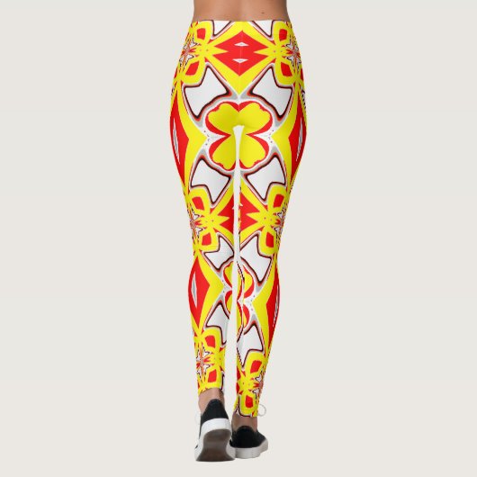 Een schattig rood geel wit "Ratti_Creative_Arts Leggings (Achterkant)