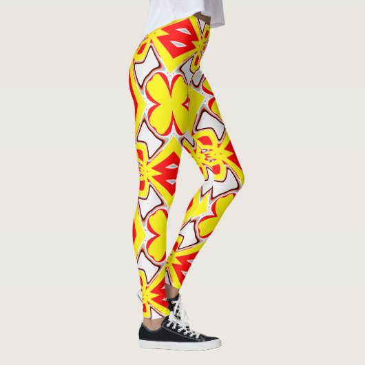Een schattig rood geel wit "Ratti_Creative_Arts Leggings (Rechts)