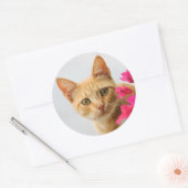 Een schattig rood keutertje kijkt naar je. ronde sticker (Envelop)