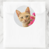 Een schattig rood keutertje kijkt naar je. ronde sticker (Tas)