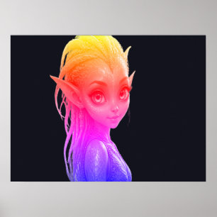 Een Schattig Roze Buitenaards Alien Meisje Op een  Poster