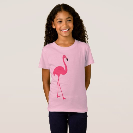 Eén schattig roze flamingo geïsoleerd t-shirt (Voorkant volledig)