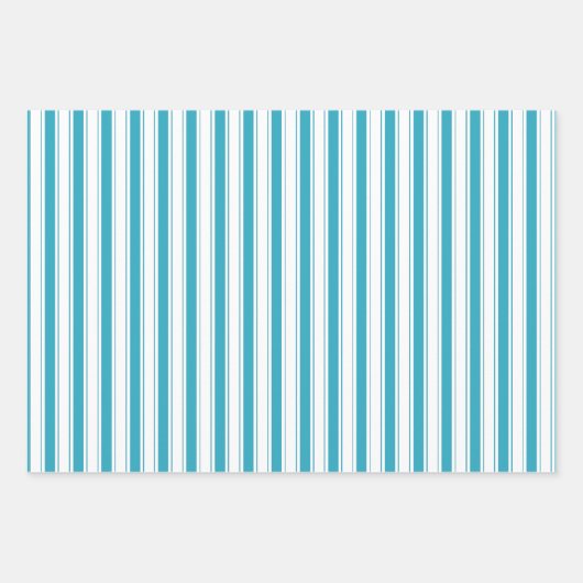 Een schattig schaap Aqua Blue Blauwgroen Striped P Inpakpapier Vel (Voorkant 2)