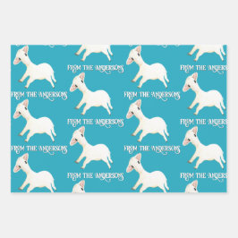 Een schattig schaap Aqua Blue Blauwgroen Striped P Inpakpapier Vel