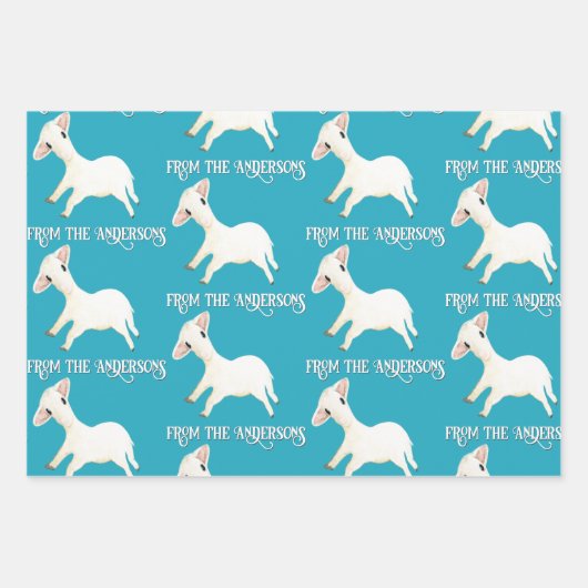 Een schattig schaap Aqua Blue Blauwgroen Striped P Inpakpapier Vel (Voorkant)