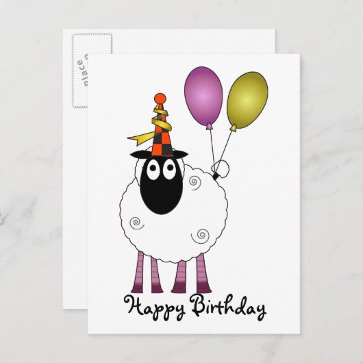 Een schattig schaap op feesttijd. uitnodiging briefkaart (Voorkant / Achterkant)