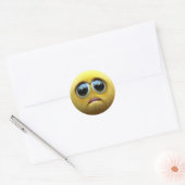 Een schattig verdrietig fuzzy geel balpersonage ronde sticker (Envelop)
