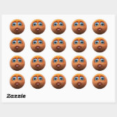 Een schattig verdrietig fuzzy oranje balpersonage ronde sticker (Vel)