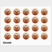 Een schattig verrast fuzzy oranje balkarakter ronde sticker (Vel)