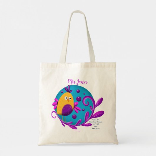 Een schattig vogelcadeau voor leraar. Bedankt voor Tote Bag (Achterkant)