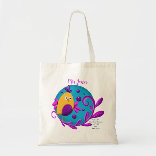 Een schattig vogelcadeau voor leraar. Bedankt voor Tote Bag (Voorkant)