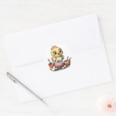 Een schattig vogeltje dat een taart sticker maakt (Envelop)