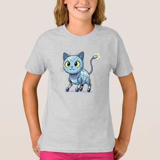 Een schattige 21e eeuwse robotkat! t-shirt (Voorkant)