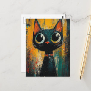Een Schattige Aardige Zwarte Kat Briefkaart