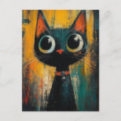 Een Schattige Aardige Zwarte Kat Briefkaart (Voorkant)