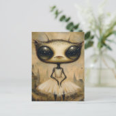 Een schattige alien in een roze jurk briefkaart (Staand voorkant)