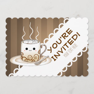 Een schattige anime kawaii warme beker van cacao kaart